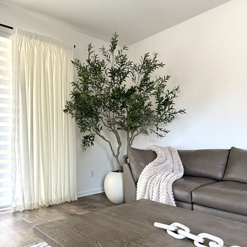 Fina Soft-Touch White Linen Grommet Soft Top Sheer Curtain with Grid Texture Fina