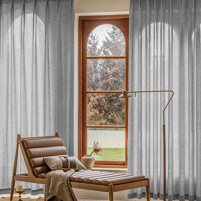 Gray Mead Faux Linen Texture Outdoor Custom Curtains