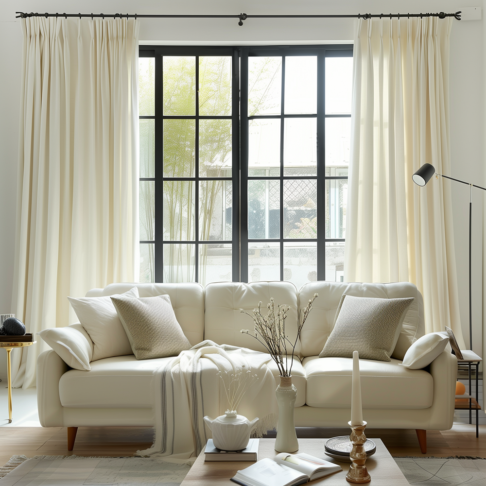 Cozy Heavyweight Linen Woven Pinch Pleat Custom Curtains Cozy
