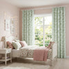 Lily Green Patterned Pleat Custom Curtains