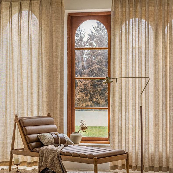 Mead Faux Linen Texture Curtains For Living Room - ixacurtains