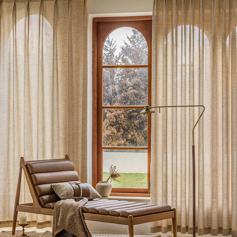 Log Color Mead Faux Linen Texture Outdoor Custom Curtains