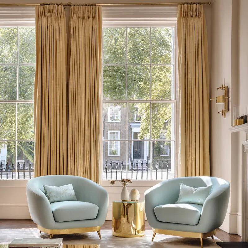 orange velvet curtains