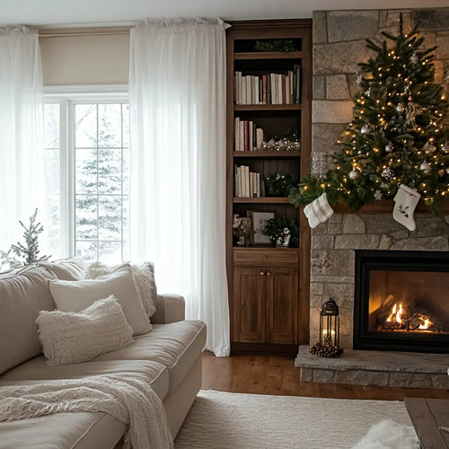 White sheer curtains for christmas