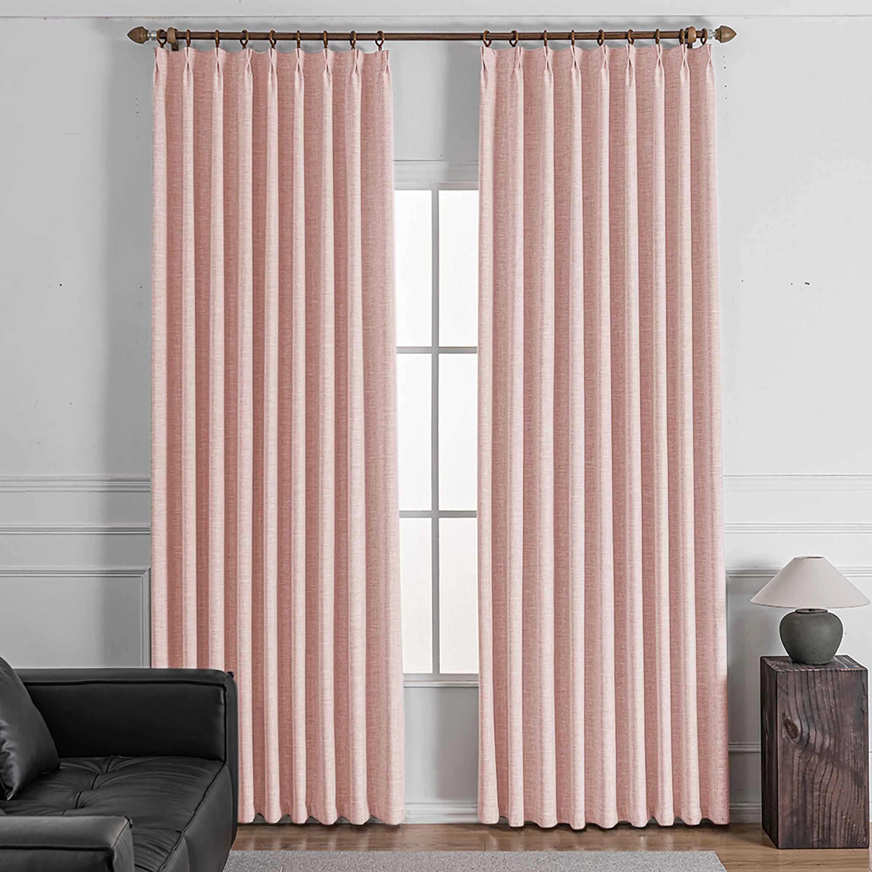 Shyn Linen Oeko-Tex Blackout Pinch Pleat Custom Curtains Shyn Pink-2