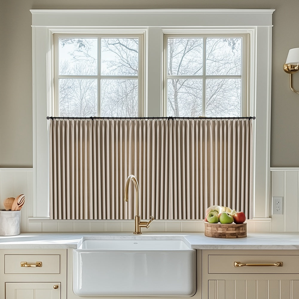 Tuscany Woven Faux Linen Custom Cafe Curtains