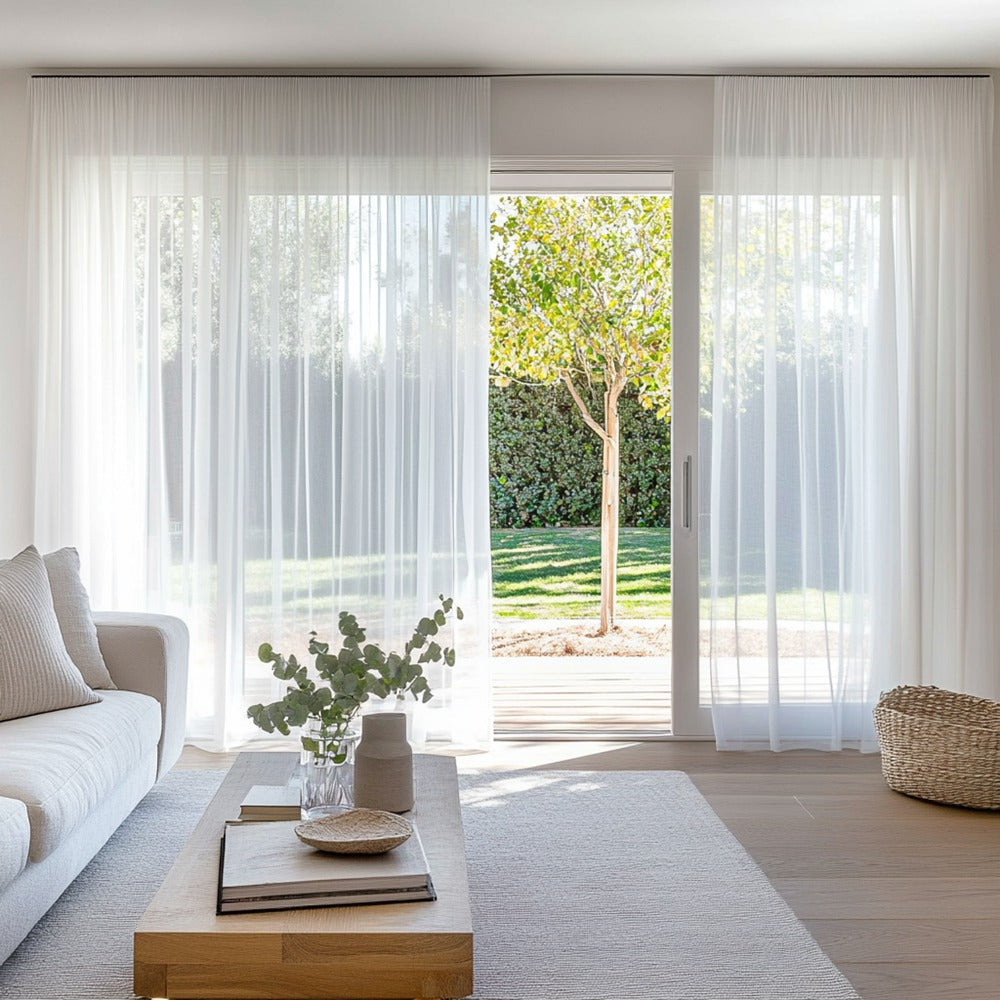 Vent White Light-Filtering Pleat Sheer Curtain